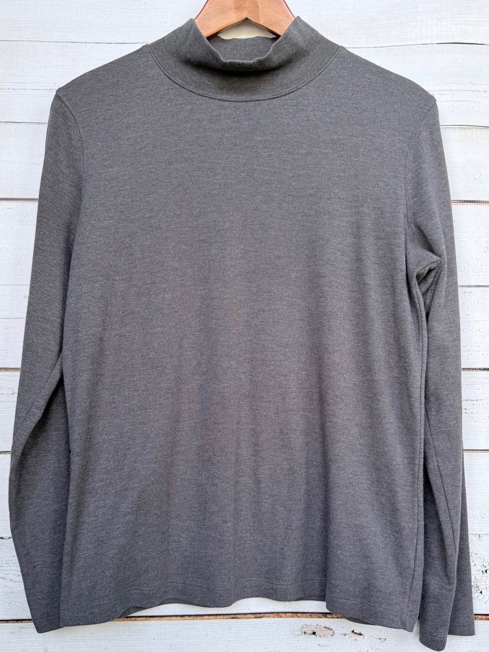 St. John's Bay Cotton Blend Mock Neck Long Sleeve Top - Large